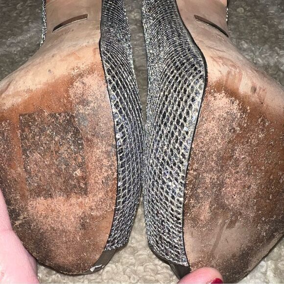 Badgley Mischka Silver Peep Toe Heels size 10 - Picture 6 of 7